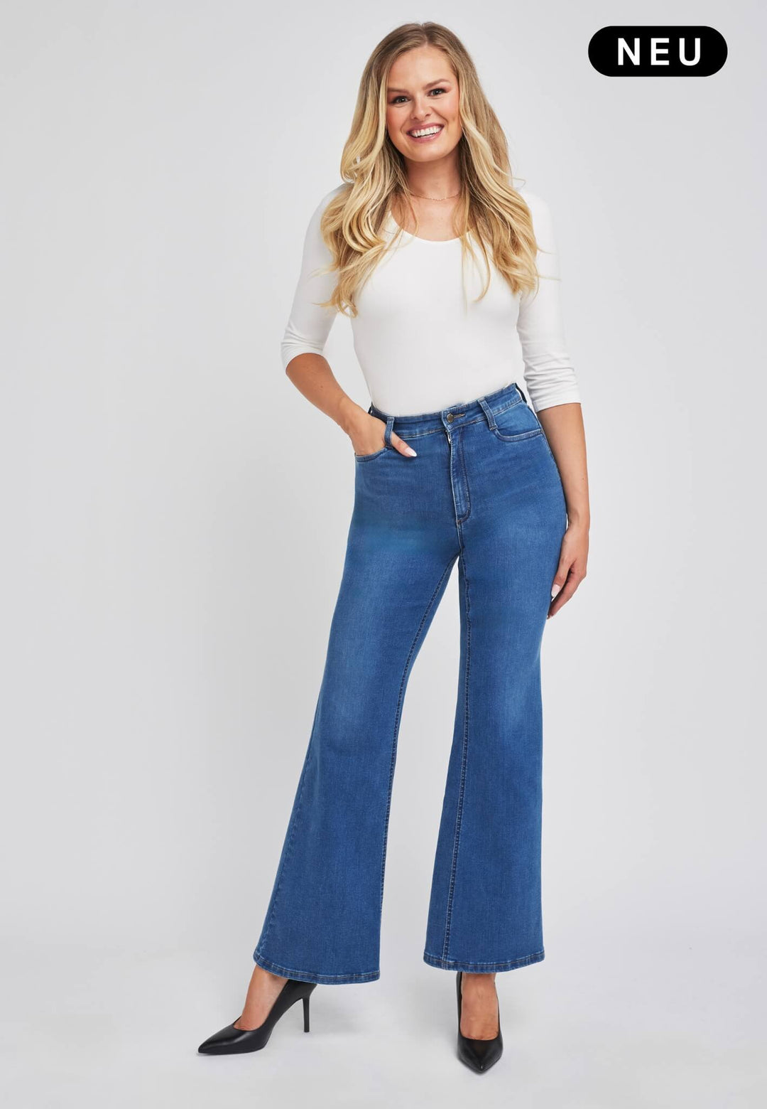 wonderjeans Flared Stone Blue Super Wash