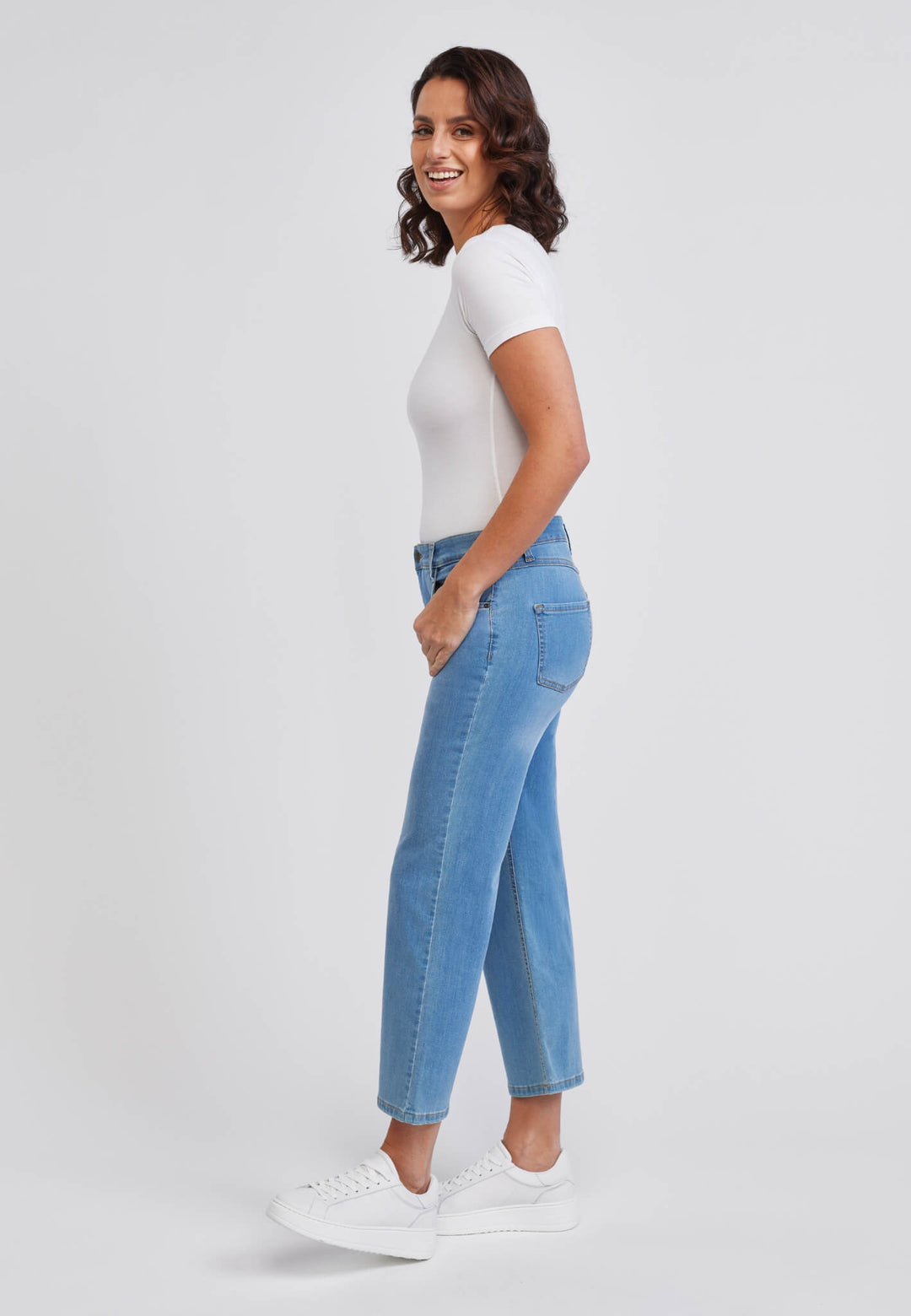 wonderjeans Relaxed Straight Ankle Blue Bleach