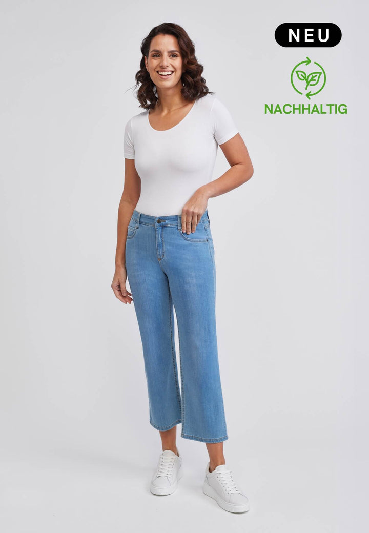 wonderjeans Relaxed Straight Ankle Blue Bleach