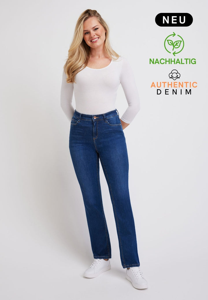 wonderjeans High Waist Straight Authentic Denim Blue