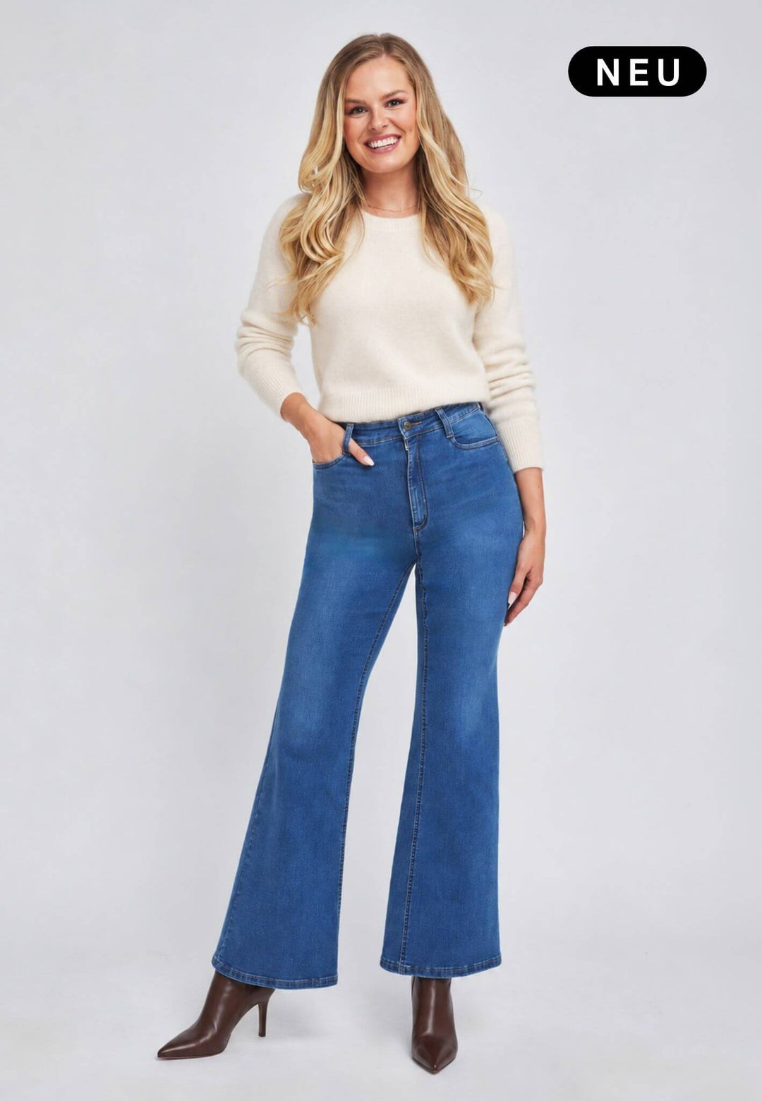 wonderjeans High Waist Flared Stone Blue Super Wash