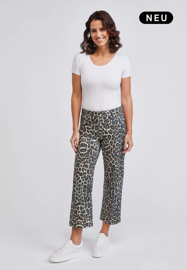 wonderjeans Relaxed Straight Ankle Leo Print
