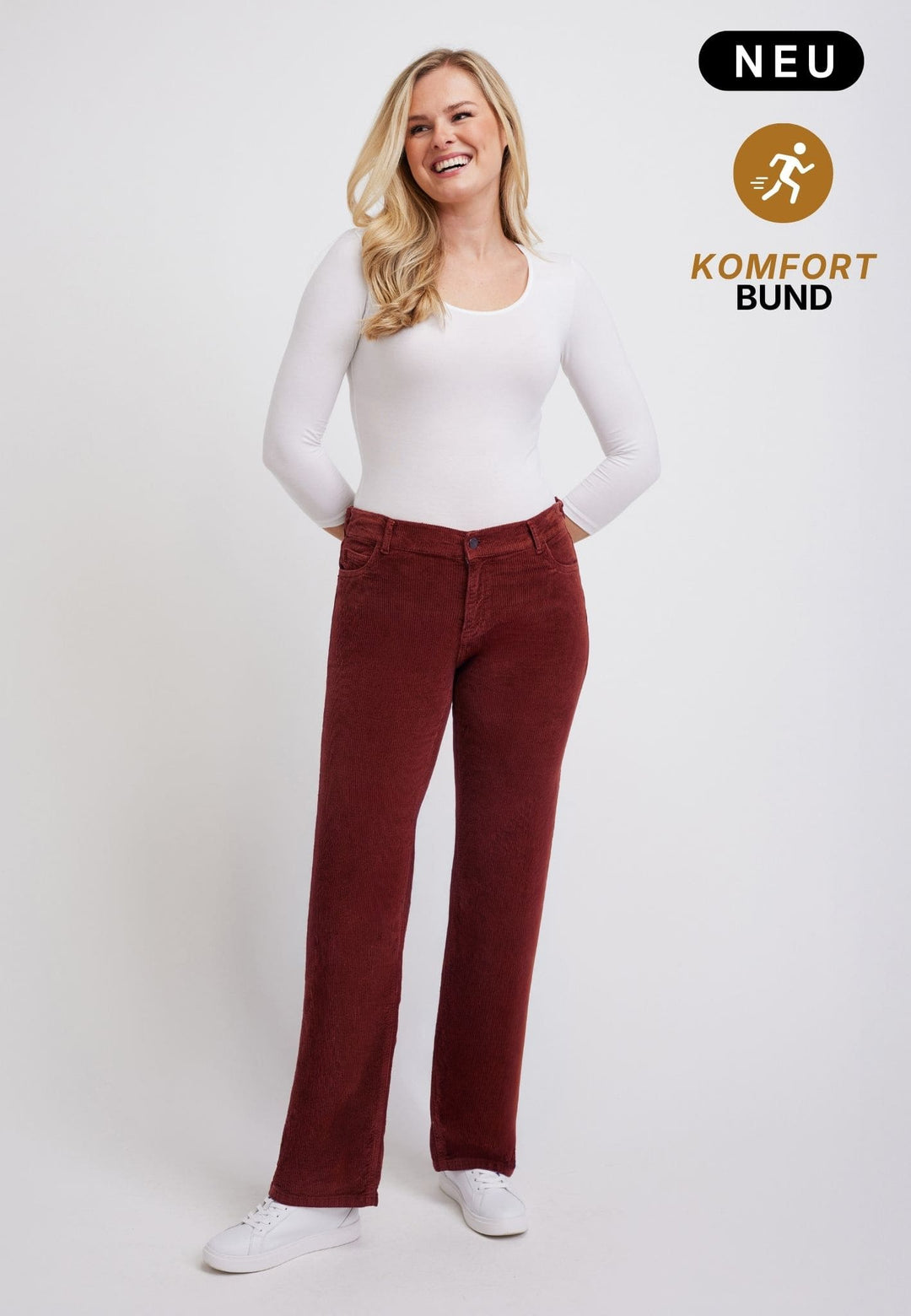 wonderjeans Relaxed Straight Easy Cord Burgundy