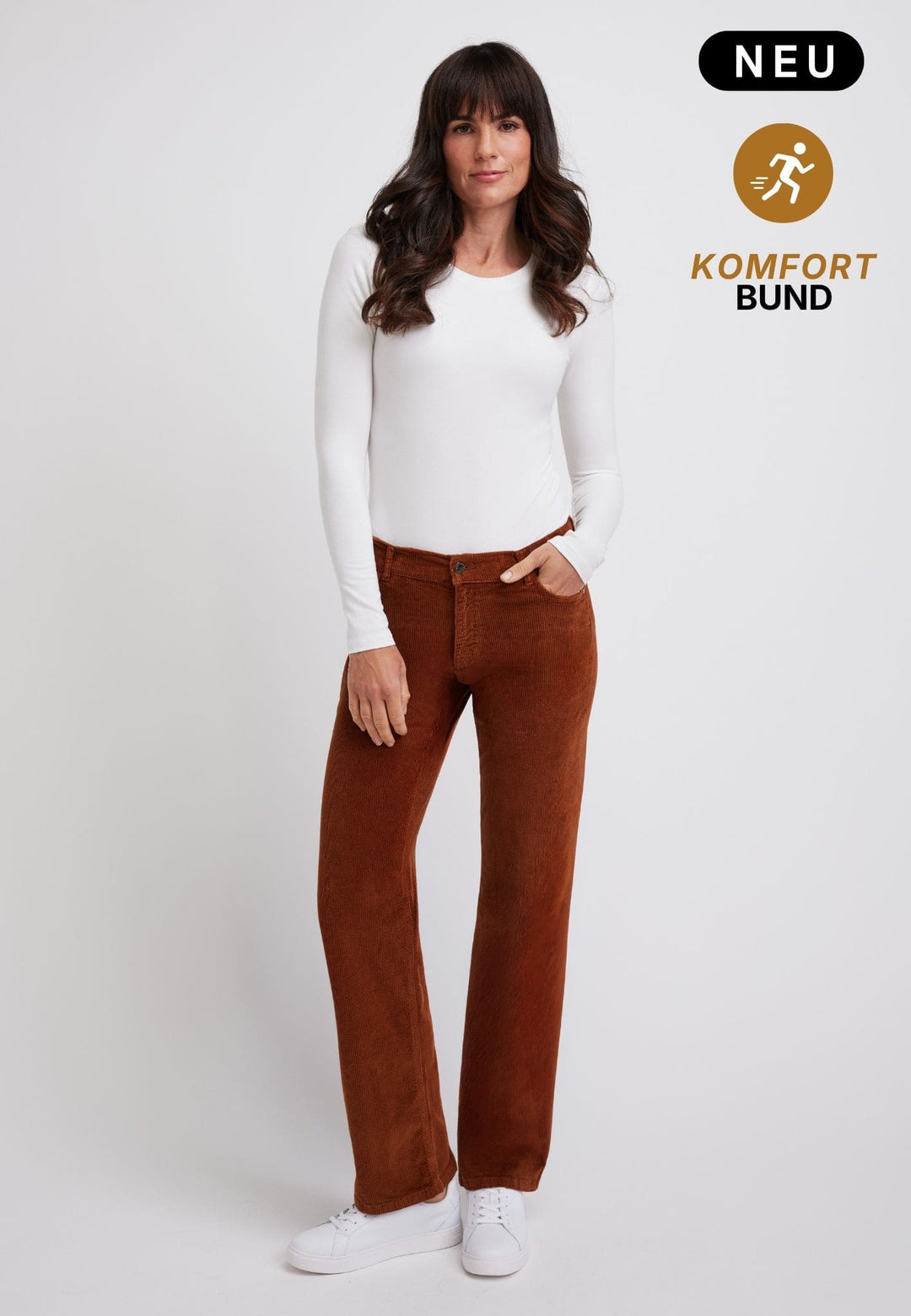 wonderjeans Relaxed Straight Easy Cord Cinnamon